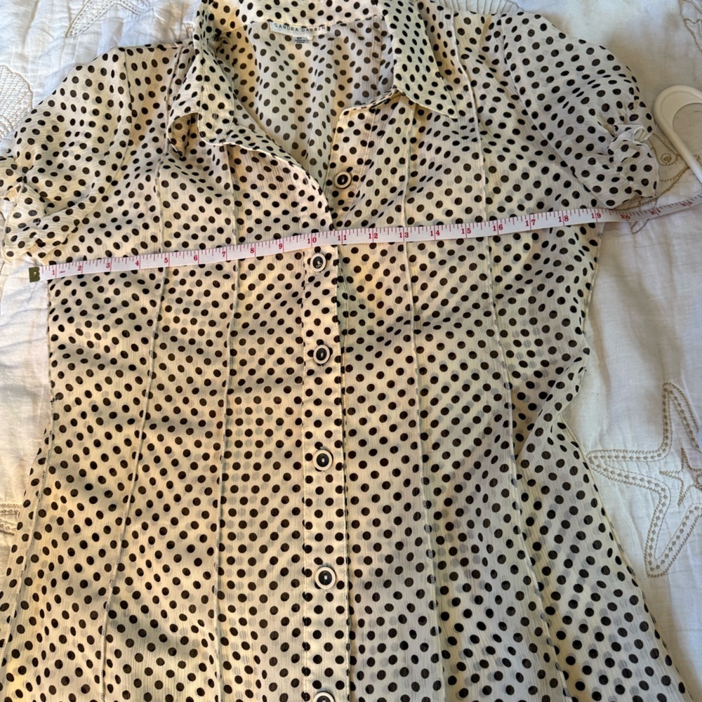Sandra Darren Cream and Black Polka Dot Dress - Picture 9 of 10